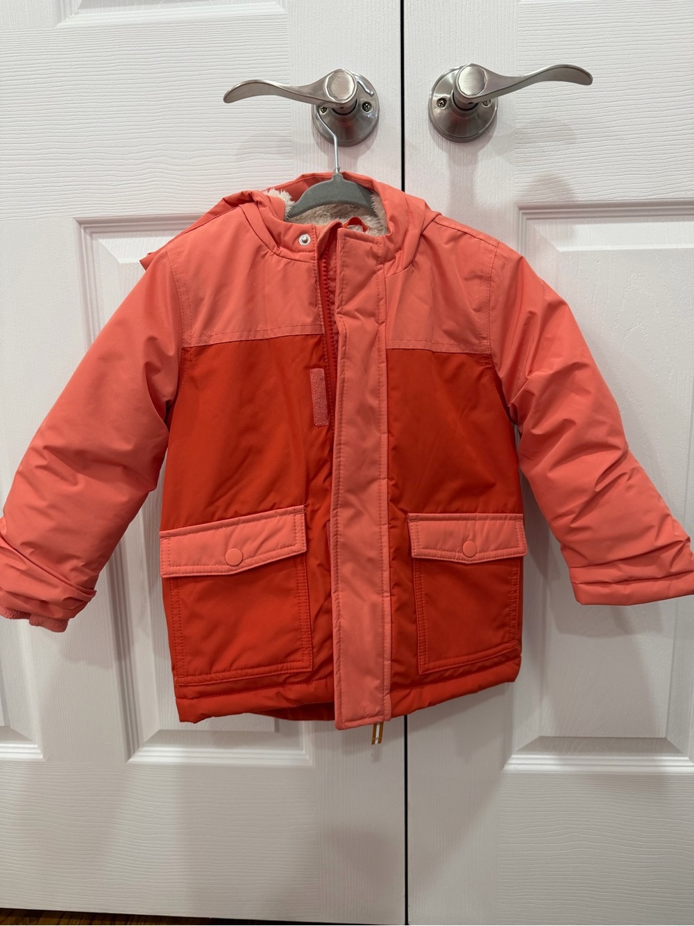 Cat & Jack Coral and Red Colorblock Puffer Jacket